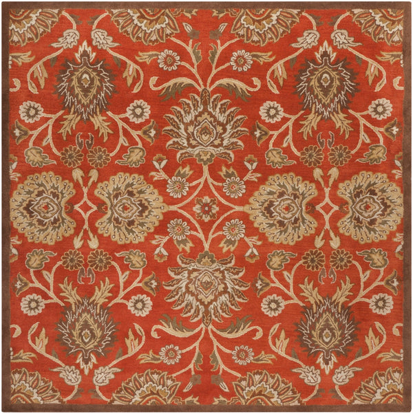 Caesar CAE-1062 Traditional Wool Rug CAE1062-99SQ Burnt Orange, Khaki, Tan, Camel, Dark Brown, Olive, Beige 100% Wool 9'9" Square