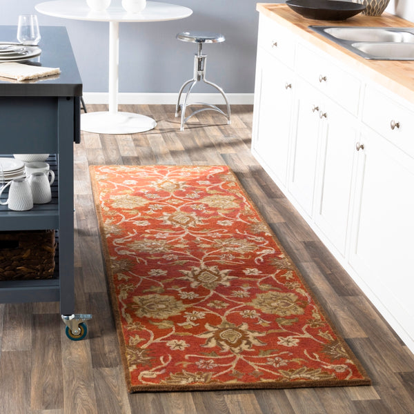 Caesar CAE-1062 Traditional Wool Rug CAE1062-312 Burnt Orange, Khaki, Tan, Camel, Dark Brown, Olive, Beige 100% Wool 3' x 12'