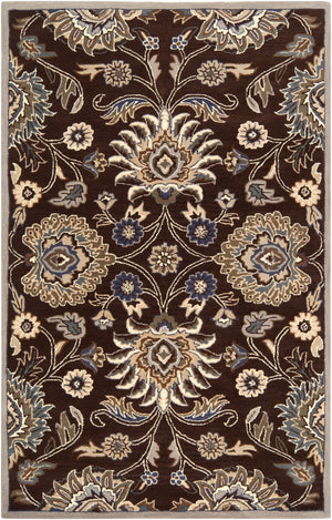 Caesar CAE-1063 Traditional Wool Rug CAE1063-58 Dark Brown, Taupe, Khaki, Medium Gray, Charcoal 100% Wool 5' x 8'