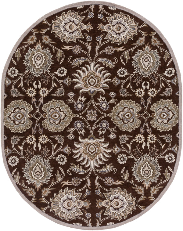 Caesar CAE-1063 Traditional Wool Rug CAE1063-810OV Dark Brown, Taupe, Khaki, Medium Gray, Charcoal 100% Wool 8' x 10' Oval