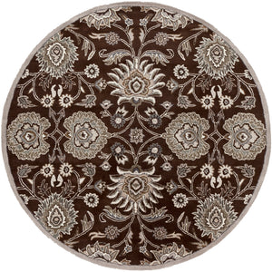 Caesar CAE-1063 Traditional Wool Rug CAE1063-8RD Dark Brown, Taupe, Khaki, Medium Gray, Charcoal 100% Wool 8' Round