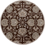 Caesar CAE-1063 Traditional Wool Rug CAE1063-8RD Dark Brown, Taupe, Khaki, Medium Gray, Charcoal 100% Wool 8' Round