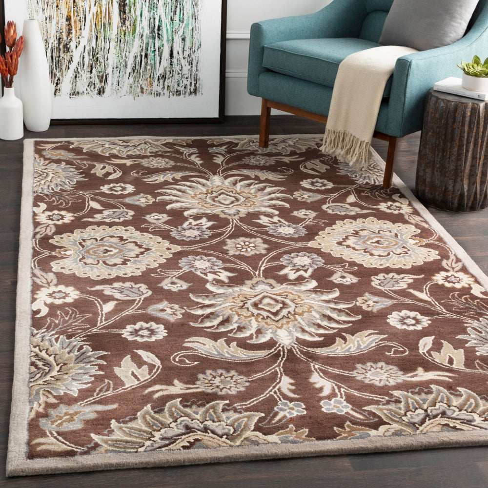 Caesar CAE-1063 Traditional Wool Rug CAE1063-912 Dark Brown, Taupe, Khaki, Medium Gray, Charcoal 100% Wool 9' x 12'