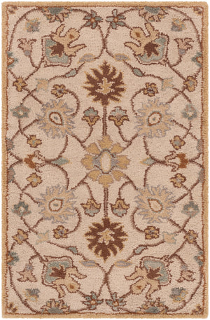 Caesar CAE-1081 Traditional Wool Rug CAE1081-912 Khaki, Medium Gray, Camel, Dark Brown, Tan, Wood 100% Wool 9' x 12'