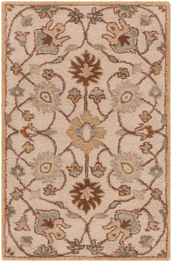 Caesar CAE-1081 Traditional Wool Rug CAE1081-912 Khaki, Medium Gray, Camel, Dark Brown, Tan, Wood 100% Wool 9' x 12'
