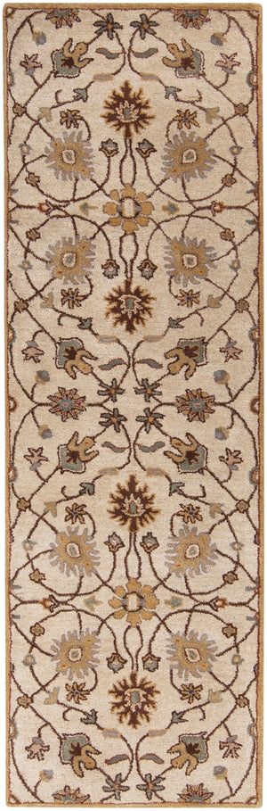 Caesar CAE-1081 Traditional Wool Rug CAE1081-312 Khaki, Medium Gray, Camel, Dark Brown, Tan, Wood 100% Wool 3' x 12'
