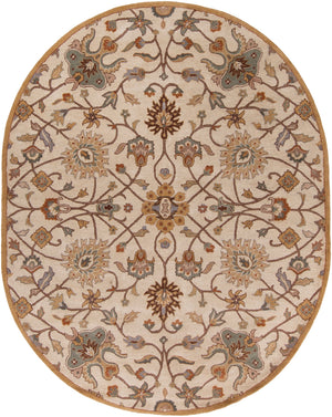Caesar CAE-1081 Traditional Wool Rug CAE1081-810OV Khaki, Medium Gray, Camel, Dark Brown, Tan, Wood 100% Wool 8' x 10' Oval