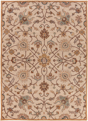Caesar CAE-1081 Traditional Wool Rug CAE1081-811 Khaki, Medium Gray, Camel, Dark Brown, Tan, Wood 100% Wool 8' x 11'