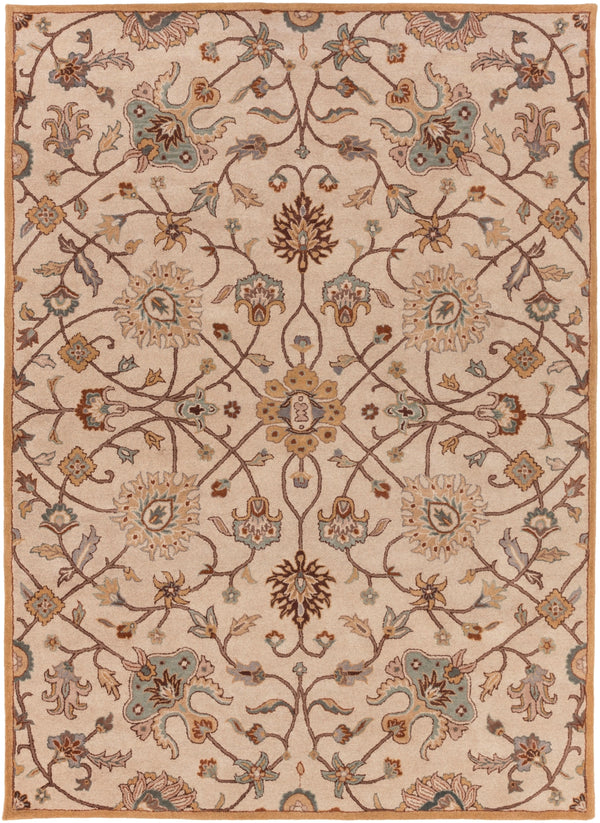 Caesar CAE-1081 Traditional Wool Rug CAE1081-811 Khaki, Medium Gray, Camel, Dark Brown, Tan, Wood 100% Wool 8' x 11'