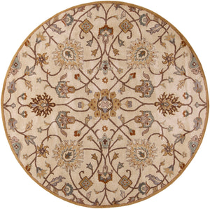 Caesar CAE-1081 Traditional Wool Rug CAE1081-8RD Khaki, Medium Gray, Camel, Dark Brown, Tan, Wood 100% Wool 8' Round