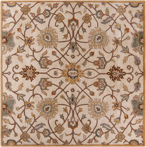 Caesar CAE-1081 Traditional Wool Rug CAE1081-99SQ Khaki, Medium Gray, Camel, Dark Brown, Tan, Wood 100% Wool 9'9" Square