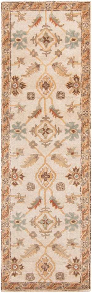 Caesar CAE-1084 Traditional Wool Rug CAE1084-312 Khaki, Dark Brown, Olive, Camel, Tan 100% Wool 3' x 12'