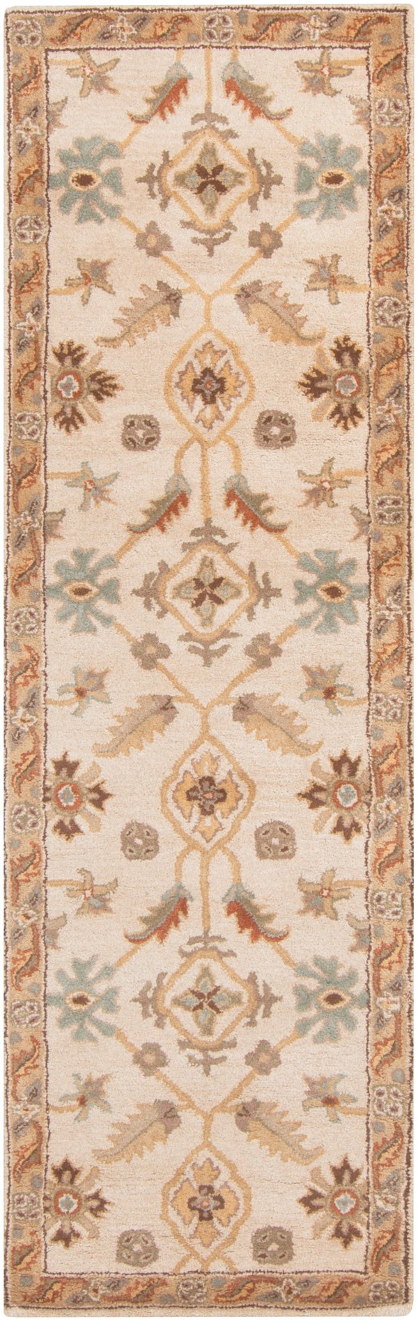 Caesar CAE-1084 Traditional Wool Rug CAE1084-312 Khaki, Dark Brown, Olive, Camel, Tan 100% Wool 3' x 12'