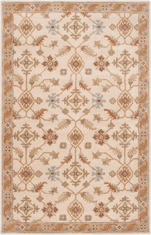 Caesar CAE-1084 Traditional Wool Rug CAE1084-58 Khaki, Dark Brown, Olive, Camel, Tan 100% Wool 5' x 8'