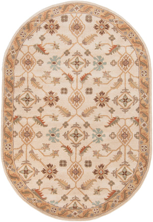 Caesar CAE-1084 Traditional Wool Rug CAE1084-69OV Khaki, Dark Brown, Olive, Camel, Tan 100% Wool 6' x 9' Oval