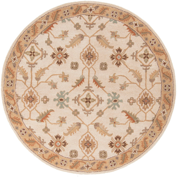 Caesar CAE-1084 Traditional Wool Rug CAE1084-99RD Khaki, Dark Brown, Olive, Camel, Tan 100% Wool 9'9" Round