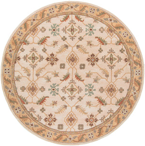 Caesar CAE-1084 Traditional Wool Rug CAE1084-8RD Khaki, Dark Brown, Olive, Camel, Tan 100% Wool 8' Round