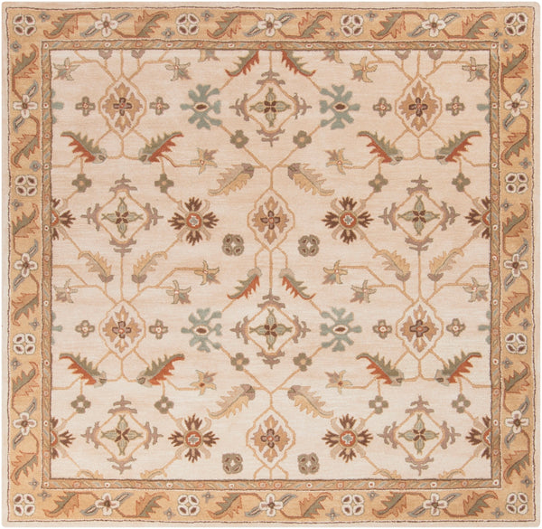 Caesar CAE-1084 Traditional Wool Rug CAE1084-99SQ Khaki, Dark Brown, Olive, Camel, Tan 100% Wool 9'9" Square