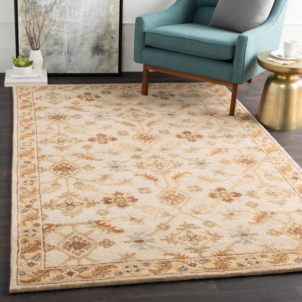 Caesar CAE-1084 Traditional Wool Rug CAE1084-99SQ Khaki, Dark Brown, Olive, Camel, Tan 100% Wool 9'9" Square