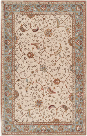 Caesar CAE-1088 Traditional Wool Rug CAE1088-58 Khaki, Medium Gray, Olive, Dark Brown, Camel, Rust 100% Wool 5' x 8'