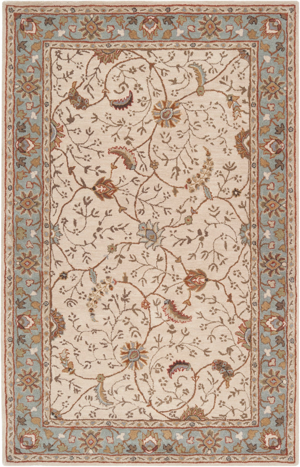 Caesar CAE-1088 Traditional Wool Rug CAE1088-58 Khaki, Medium Gray, Olive, Dark Brown, Camel, Rust 100% Wool 5' x 8'