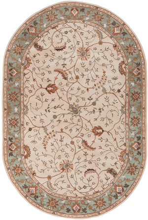 Caesar CAE-1088 Traditional Wool Rug CAE1088-69OV Khaki, Medium Gray, Olive, Dark Brown, Camel, Rust 100% Wool 6' x 9' Oval