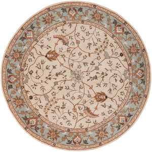 Caesar CAE-1088 Traditional Wool Rug CAE1088-99RD Khaki, Medium Gray, Olive, Dark Brown, Camel, Rust 100% Wool 9'9" Round
