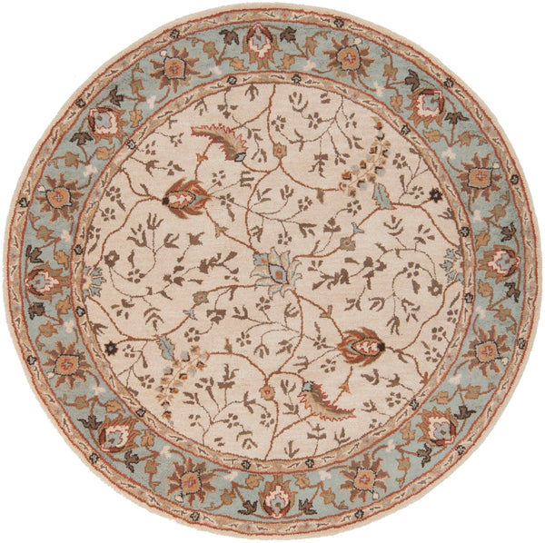 Caesar CAE-1088 Traditional Wool Rug CAE1088-99RD Khaki, Medium Gray, Olive, Dark Brown, Camel, Rust 100% Wool 9'9" Round