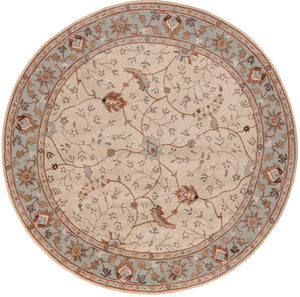 Caesar CAE-1088 Traditional Wool Rug CAE1088-8RD Khaki, Medium Gray, Olive, Dark Brown, Camel, Rust 100% Wool 8' Round