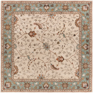 Caesar CAE-1088 Traditional Wool Rug CAE1088-99SQ Khaki, Medium Gray, Olive, Dark Brown, Camel, Rust 100% Wool 9'9" Square