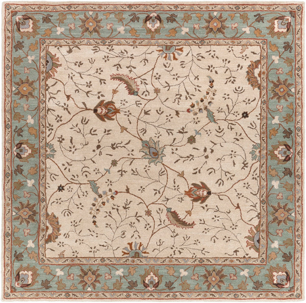 Caesar CAE-1088 Traditional Wool Rug CAE1088-99SQ Khaki, Medium Gray, Olive, Dark Brown, Camel, Rust 100% Wool 9'9" Square