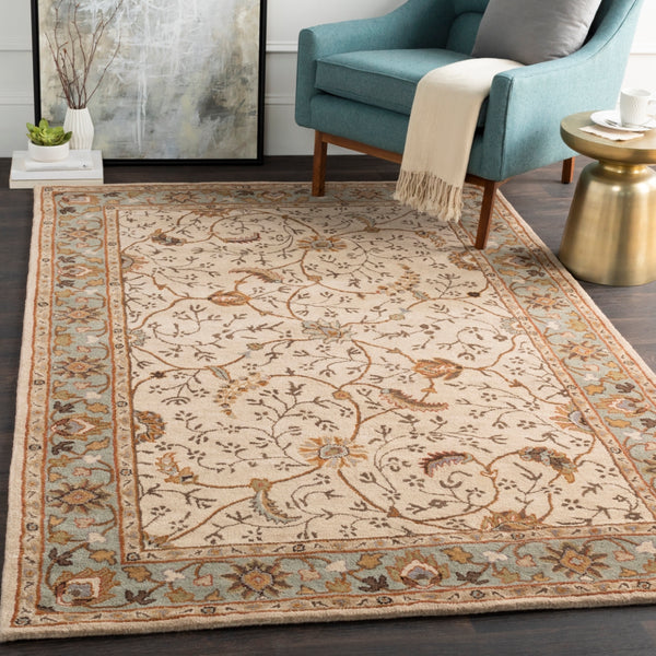 Caesar CAE-1088 Traditional Wool Rug CAE1088-99SQ Khaki, Medium Gray, Olive, Dark Brown, Camel, Rust 100% Wool 9'9" Square