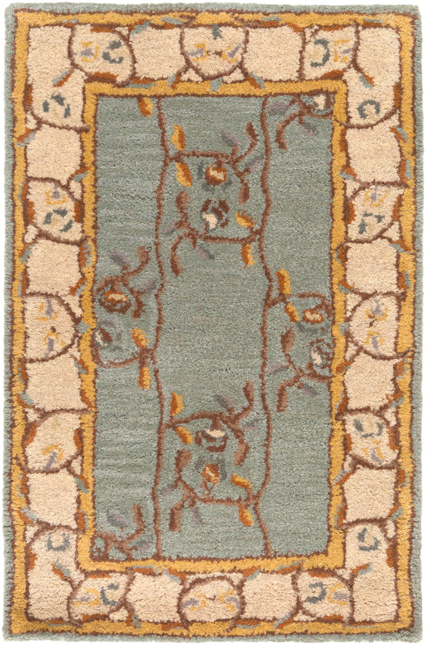 Caesar CAE-1100 Traditional Wool Rug CAE1100-912 Sage, Beige, Burnt Orange, Dark Brown, Tan 100% Wool 9' x 12'