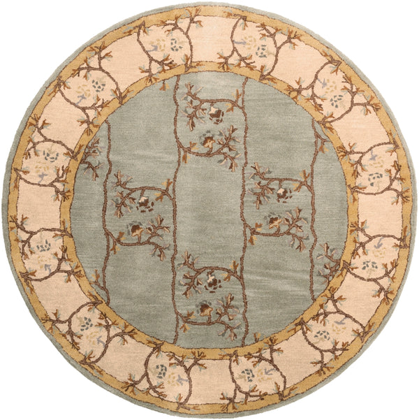 Caesar CAE-1100 Traditional Wool Rug CAE1100-99RD Sage, Beige, Burnt Orange, Dark Brown, Tan 100% Wool 9'9" Round
