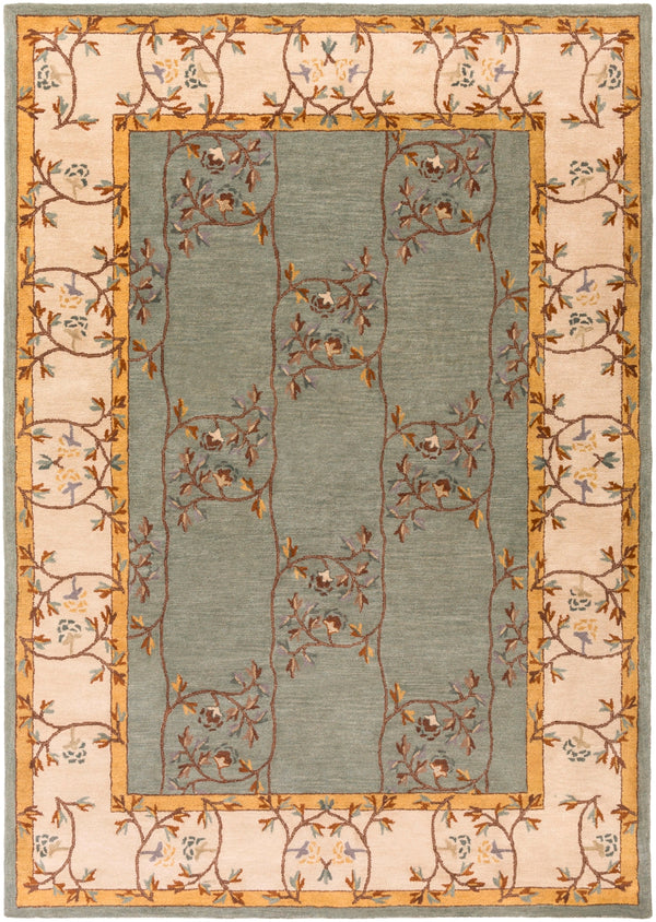 Caesar CAE-1100 Traditional Wool Rug CAE1100-811 Sage, Beige, Burnt Orange, Dark Brown, Tan 100% Wool 8' x 11'