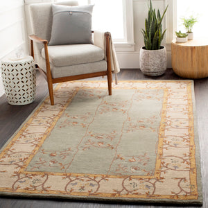 Caesar CAE-1100 Traditional Wool Rug CAE1100-99SQ Sage, Beige, Burnt Orange, Dark Brown, Tan 100% Wool 9'9" Square