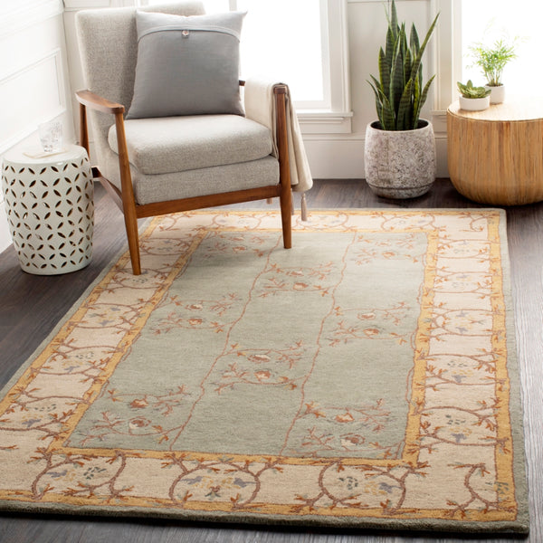 Caesar CAE-1100 Traditional Wool Rug CAE1100-99SQ Sage, Beige, Burnt Orange, Dark Brown, Tan 100% Wool 9'9" Square