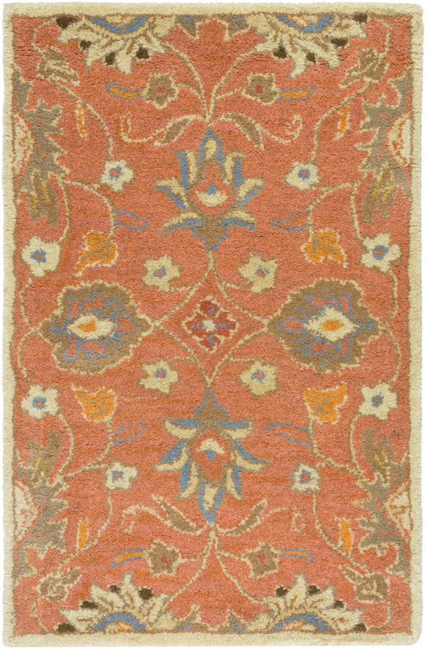 Caesar CAE-1107 Traditional Wool Rug CAE1107-912 Burnt Orange, Khaki, Denim, Dark Brown, Tan, Rust 100% Wool 9' x 12'