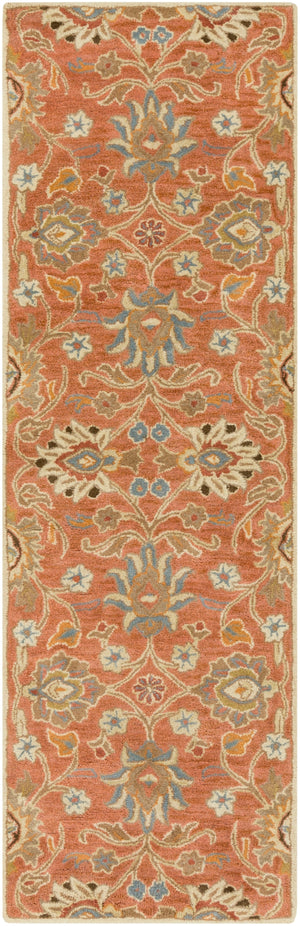 Caesar CAE-1107 Traditional Wool Rug CAE1107-312 Burnt Orange, Khaki, Denim, Dark Brown, Tan, Rust 100% Wool 3' x 12'