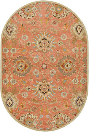 Caesar CAE-1107 Traditional Wool Rug CAE1107-69OV Burnt Orange, Khaki, Denim, Dark Brown, Tan, Rust 100% Wool 6' x 9' Oval