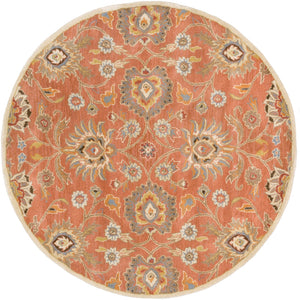 Caesar CAE-1107 Traditional Wool Rug CAE1107-99RD Burnt Orange, Khaki, Denim, Dark Brown, Tan, Rust 100% Wool 9'9" Round