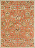 Caesar CAE-1107 Traditional Wool Rug CAE1107-811 Burnt Orange, Khaki, Denim, Dark Brown, Tan, Rust 100% Wool 8' x 11'