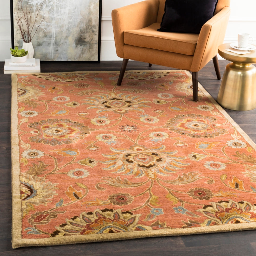 Caesar CAE-1107 Traditional Wool Rug CAE1107-912 Burnt Orange, Khaki, Denim, Dark Brown, Tan, Rust 100% Wool 9' x 12'