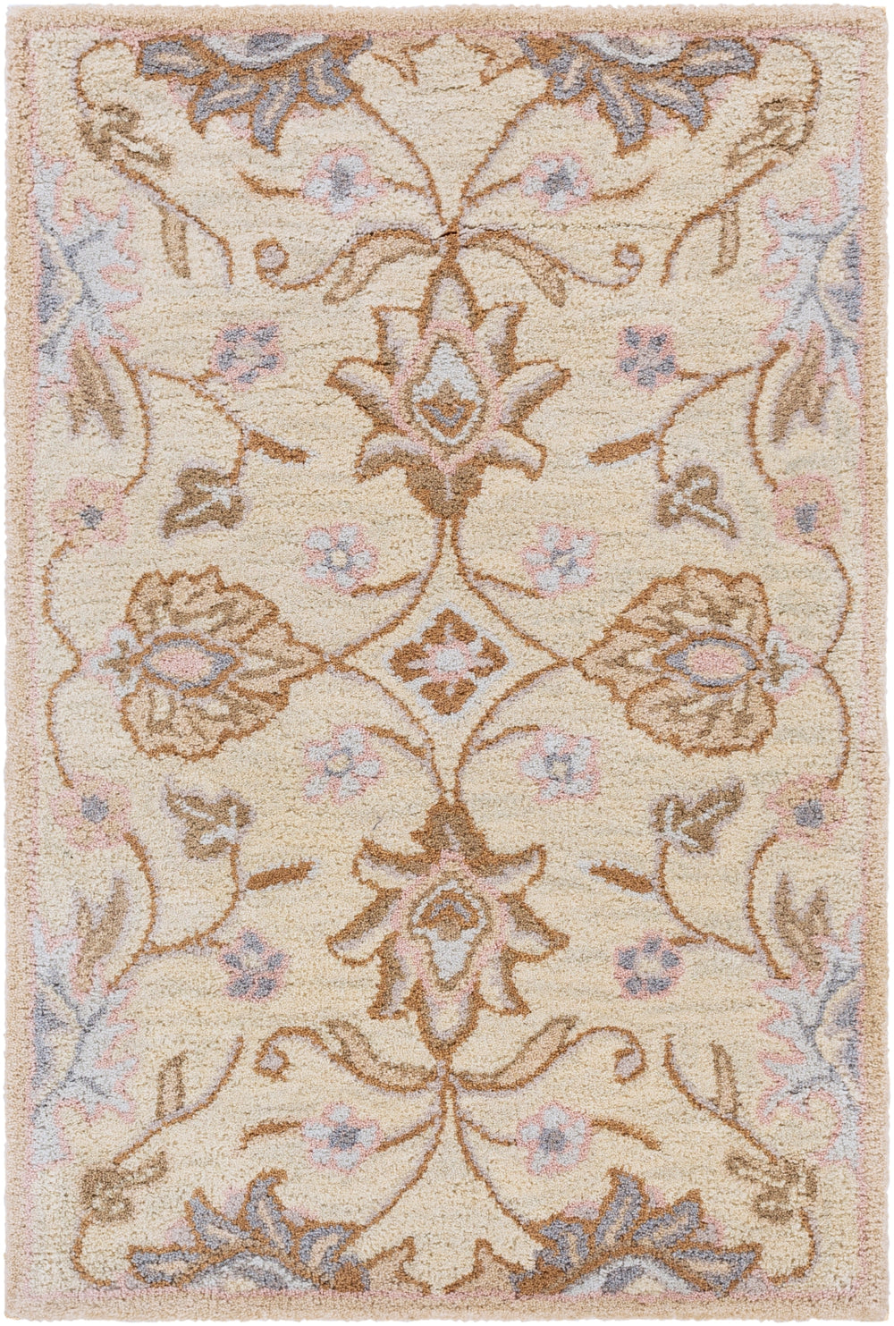 Caesar CAE-1109 Traditional Wool Rug CAE1109-912 Cream, Camel, Taupe, Denim, Medium Gray, Clay 100% Wool 9' x 12'