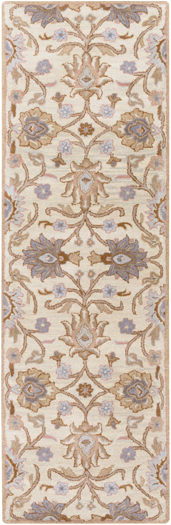 Caesar CAE-1109 Traditional Wool Rug CAE1109-312 Cream, Camel, Taupe, Denim, Medium Gray, Clay 100% Wool 3' x 12'
