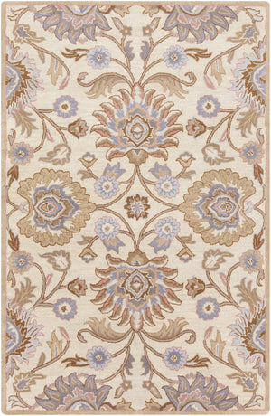 Caesar CAE-1109 Traditional Wool Rug CAE1109-58 Cream, Camel, Taupe, Denim, Medium Gray, Clay 100% Wool 5' x 8'