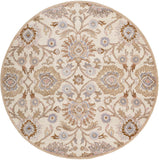 Caesar CAE-1109 Traditional Wool Rug CAE1109-99RD Cream, Camel, Taupe, Denim, Medium Gray, Clay 100% Wool 9'9" Round