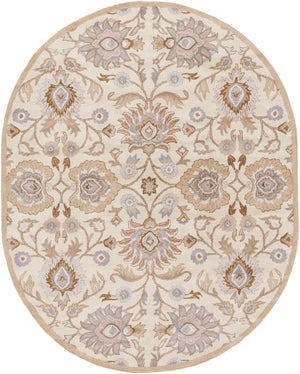 Caesar CAE-1109 Traditional Wool Rug CAE1109-810OV Cream, Camel, Taupe, Denim, Medium Gray, Clay 100% Wool 8' x 10' Oval