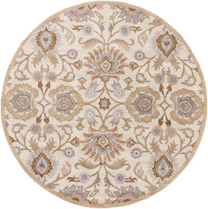 Caesar CAE-1109 Traditional Wool Rug CAE1109-8RD Cream, Camel, Taupe, Denim, Medium Gray, Clay 100% Wool 8' Round