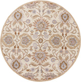 Caesar CAE-1109 Traditional Wool Rug CAE1109-8RD Cream, Camel, Taupe, Denim, Medium Gray, Clay 100% Wool 8' Round